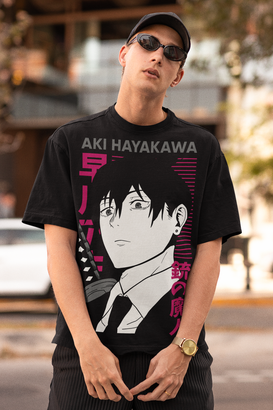 Aki Hayakawa from Chainsaw Man Round Neck Unisex Oversized T-shirt