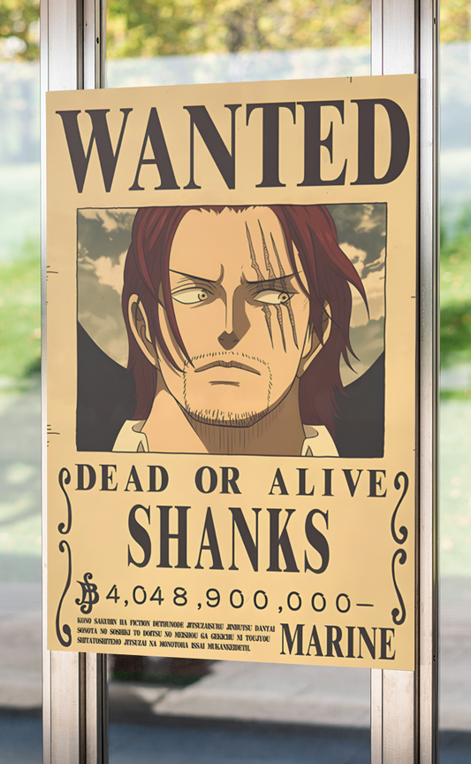 Red Hair Shanks From One Piece A4 Bounty Poster